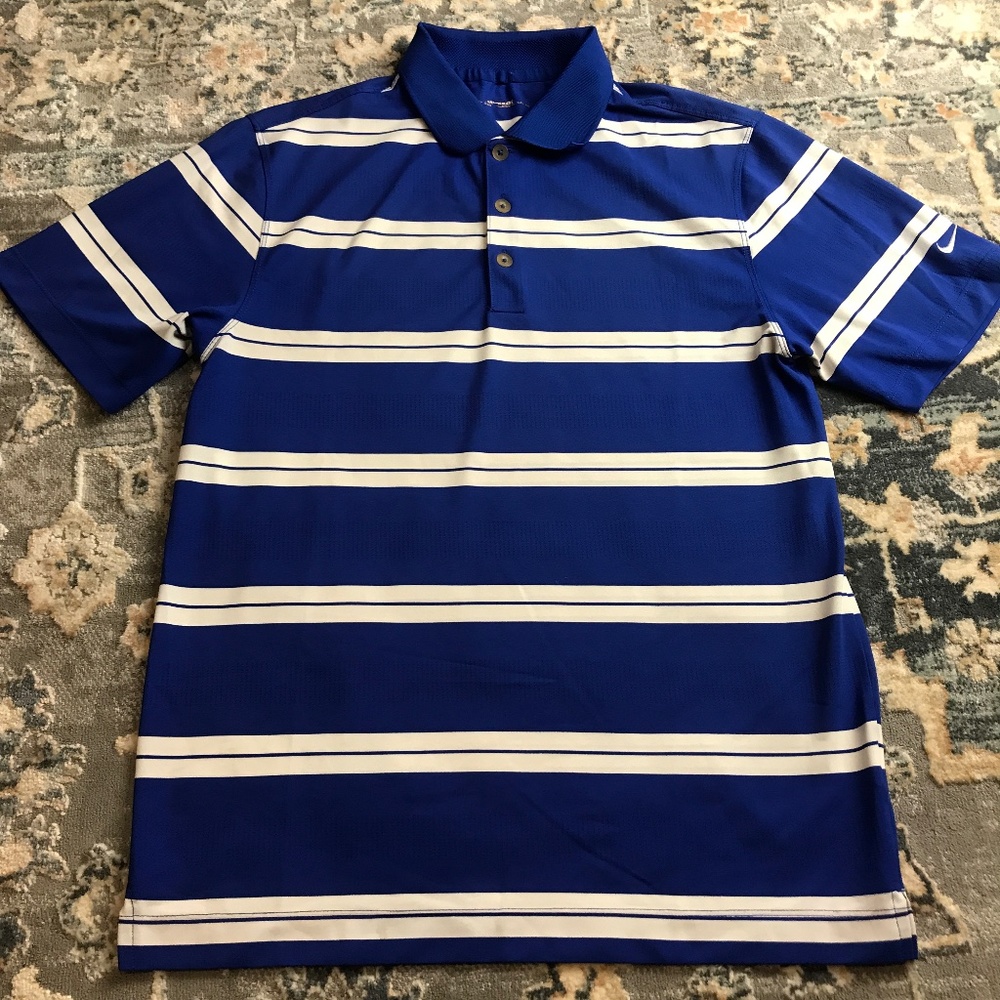 Nike Performance Blue White Stipe Polo Small